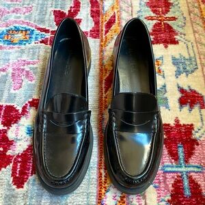 Massimo Dutti Black Loafers with gold detail